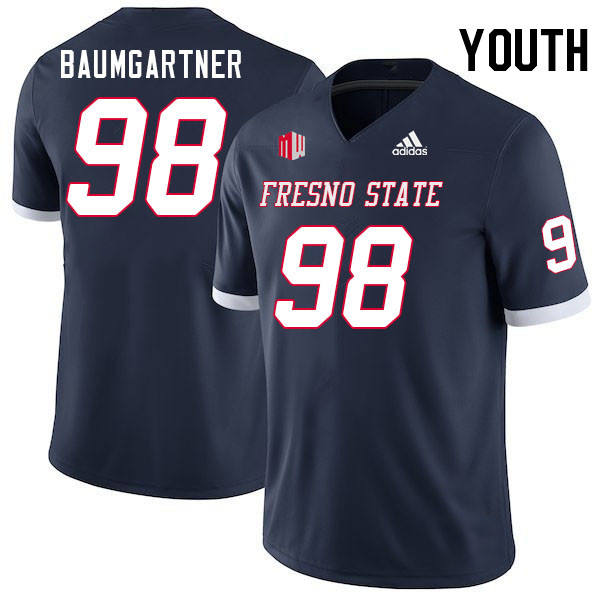 Youth #98 Kavika Baumgartner Fresno State Bulldogs College Football Jerseys Stitched Sale-Navy